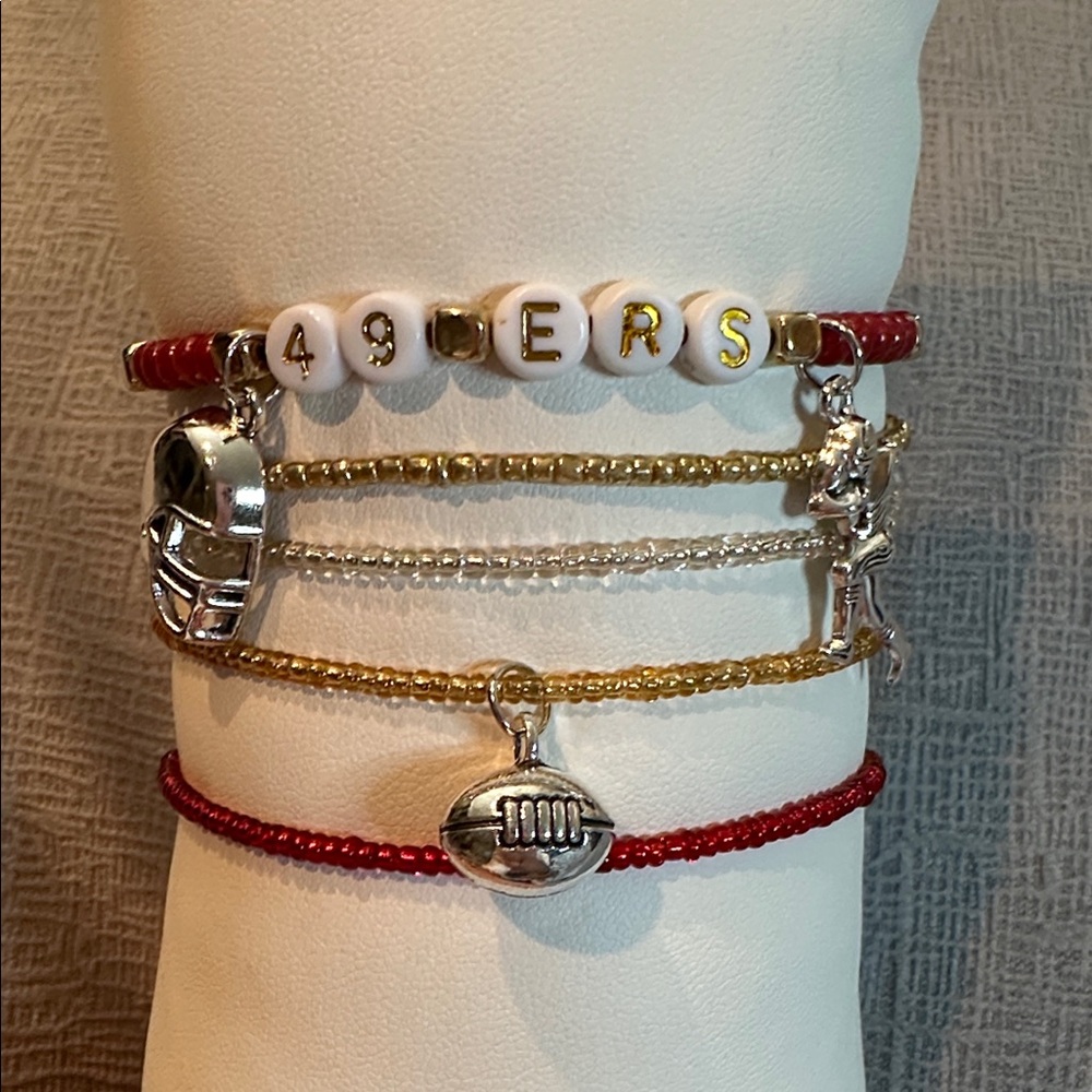 Red and Gold 49ers Beaded Bracelet Set